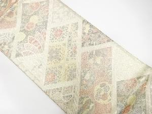 佐賀錦檜垣に菊・桐模様織出し全通袋帯